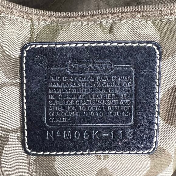 Vintage Coach Legacy Straw Tote Bag M05K-113 Black Leather Trim Y2K - Picture 9 of 9